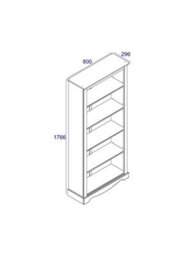 Core Products Corona White Tall Bookcase, White Wax & Antique Wax Top H176.6Cm X W80.0Cm X D29.6Cm - thumbnail 4