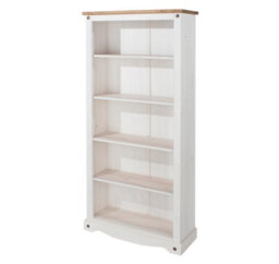 Core Products Corona White Tall Bookcase, White Wax & Antique Wax Top H176.6Cm X W80.0Cm X D29.6Cm - thumbnail 1