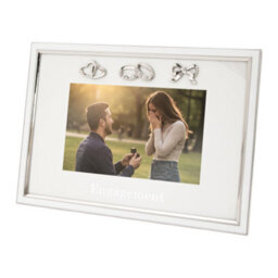 Happy Homewares Modern Engagement 4X6 Photo Frame In Nickel Plating With Double Rings - thumbnail 2