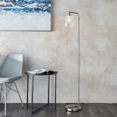 Anson Lighting Newbrook Floor Light Finished In Brushed Nickel Plate And Clear Glass - image 1