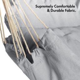 Vonhaus Hanging Chair, Grey Garden Hammock Chair Swing Seat, Cotton Rope Swing Chair With Tree Attachment, Portable Garden Chair - thumbnail 6