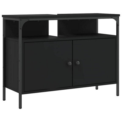 Berkfield Sturdy Bathroom Sink Cabinet Black 80X30X60 Cm Engineered Wood