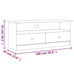 Berkfield Tv Cabinet With Drawers Alta 100X35X41 Cm Solid Wood Pine - thumbnail 8