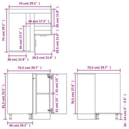 Berkfield Kitchen Cabinet Lyon Smoked Oak 75.5X75.5X81.5 Cm Engineered Wood - thumbnail 8