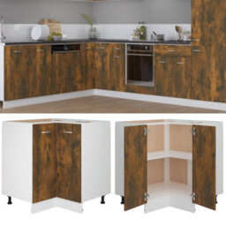 Berkfield Kitchen Cabinet Lyon Smoked Oak 75.5X75.5X81.5 Cm Engineered Wood - thumbnail 1