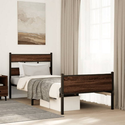 Berkfield Bed Frame Without Mattress Brown Oak 100X190 Cm Engineered Wood - image 1