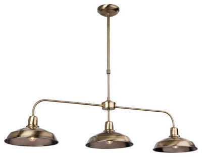 Luminosa Lighting Luminosa Lounge 3 Light Ceiling Pendant Bar Antique Brass, E14