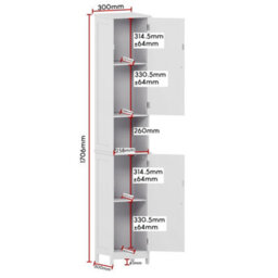 Lassic Bath Vida Liano White 2 Door Tall Bathroom Cabinet - thumbnail 2