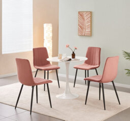 Mof Dining Chairs Set Of 4 Velvet Dining Chair With Padded Seat And Backrest, Sturdy Metal Legs Pink Stripe - thumbnail 2