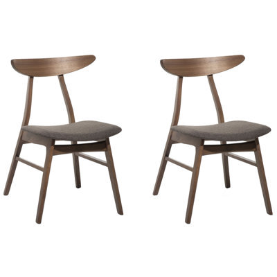 Beliani Set Of 2 Dining Chairs Lynn Wood Dark Brown/ Grey - image 1