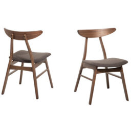 Beliani Set Of 2 Dining Chairs Lynn Wood Dark Brown/ Grey - thumbnail 4