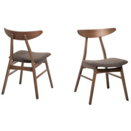 Beliani Set Of 2 Dining Chairs Lynn Wood Dark Brown/ Grey - thumbnail 5