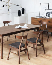 Beliani Set Of 2 Dining Chairs Lynn Wood Dark Brown/ Grey - thumbnail 2
