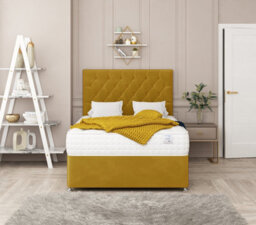 "Bed Choices Monaco Bed Set No Drawer With Mattress & 26"" Headboard -Double (Mustard)" - thumbnail 2