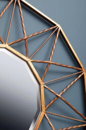 Orsina Geometric Style Wall Mirror, Luxurious Antique Gold Finish Accent Mirror, Round Copper Decorative Mirror - thumbnail 5