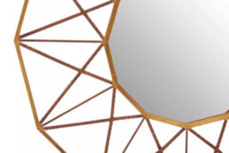 Orsina Geometric Style Wall Mirror, Luxurious Antique Gold Finish Accent Mirror, Round Copper Decorative Mirror - thumbnail 7