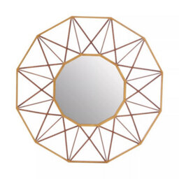 Orsina Geometric Style Wall Mirror, Luxurious Antique Gold Finish Accent Mirror, Round Copper Decorative Mirror - thumbnail 1