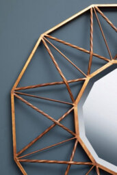 Orsina Geometric Style Wall Mirror, Luxurious Antique Gold Finish Accent Mirror, Round Copper Decorative Mirror - thumbnail 4