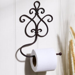 Dibor Vintage Style Lyon Ornate Scrolled Brown Iron Wall Toilet Roll Holder - thumbnail 1