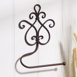 Dibor Vintage Style Lyon Ornate Scrolled Brown Iron Wall Toilet Roll Holder - thumbnail 2