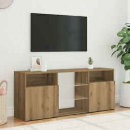 Walplus Tv Cabinet With Led Lights Artisian Oak 120X30X50 Cm Engineered Wood - thumbnail 4