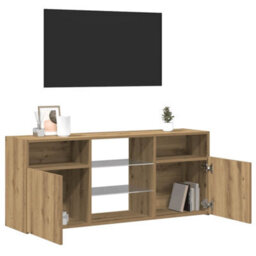 Walplus Tv Cabinet With Led Lights Artisian Oak 120X30X50 Cm Engineered Wood - thumbnail 5