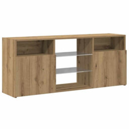 Walplus Tv Cabinet With Led Lights Artisian Oak 120X30X50 Cm Engineered Wood - thumbnail 6