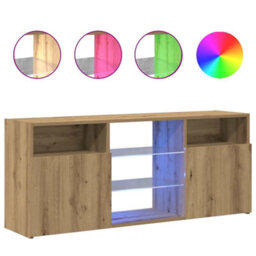 Walplus Tv Cabinet With Led Lights Artisian Oak 120X30X50 Cm Engineered Wood - thumbnail 2