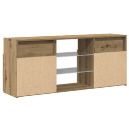 Walplus Tv Cabinet With Led Lights Artisian Oak 120X30X50 Cm Engineered Wood - thumbnail 9