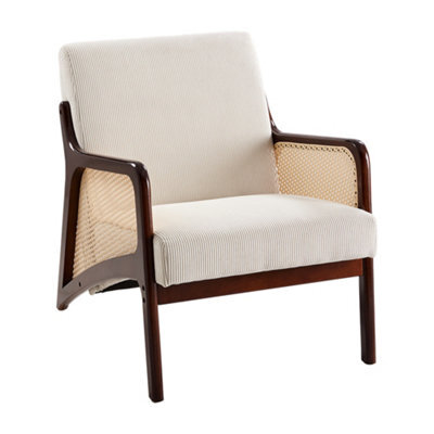 Darphe Beige Modern Corduroy Upholstered Accent Armchair - image 1