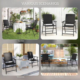 Wyld Haus Luvaka Nene Rattan Black Folding Garden Chairs Set Of 2 - Steel Frame, Pe Rattan, Armrests - thumbnail 7