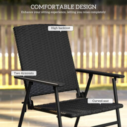 Wyld Haus Luvaka Nene Rattan Black Folding Garden Chairs Set Of 2 - Steel Frame, Pe Rattan, Armrests - thumbnail 5