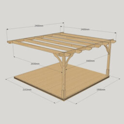 Rutland County Garden Furniture Premium Wall Mounted Pergola And Decking Kit - Wood - L240 X W240 X H270 Cm - Rustic Brown - thumbnail 4
