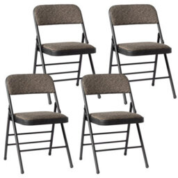 Metal Folding Chair Foldable Padded Seat Meeting Room Home Office Chairs 4Pcs - thumbnail 3