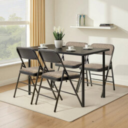 Metal Folding Chair Foldable Padded Seat Meeting Room Home Office Chairs 4Pcs - thumbnail 4