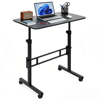 Height Adjustable Standing Desk 80X40Cm Mobile Small Desk Portable Home Office Black - image 1