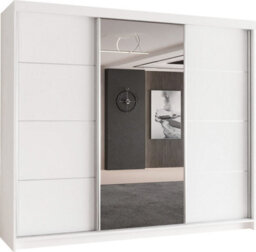 Sliding Wardrobes 4 u LTD Modern Sliding Door Wardrobe With Mirror - Spacious Bedroom Storage Cabinet In 4 Colors (White, 250Cm) - thumbnail 2
