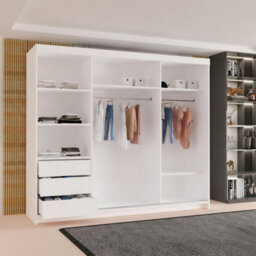 Sliding Wardrobes 4 u LTD Modern Sliding Door Wardrobe With Mirror - Spacious Bedroom Storage Cabinet In 4 Colors (White, 250Cm) - thumbnail 4