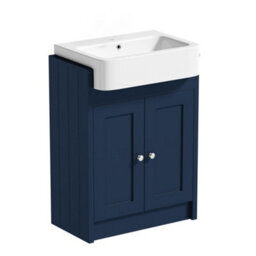 Belofay Vanity Unit With Basin, 600mm Floor-Standing Bathroom Cabinet In High Matt Blue, 1 Tap Hole Ceramic Basin