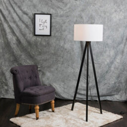 Valuelights Barbro Black Tripod Floor Lamp With White Drum Shade - thumbnail 5