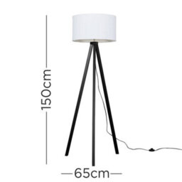 Valuelights Barbro Black Tripod Floor Lamp With White Drum Shade - thumbnail 8