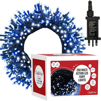 Globrite 20M 200 Led Fairy Lights Blue White Plug In Indoor Outdoor String Lights With 8 Modes - image 1