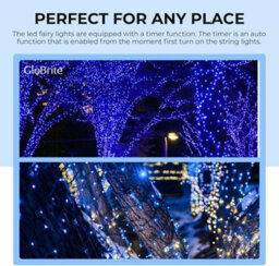 Globrite 20M 200 Led Fairy Lights Blue White Plug In Indoor Outdoor String Lights With 8 Modes - thumbnail 6