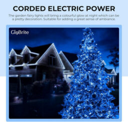 Globrite 20M 200 Led Fairy Lights Blue White Plug In Indoor Outdoor String Lights With 8 Modes - thumbnail 5