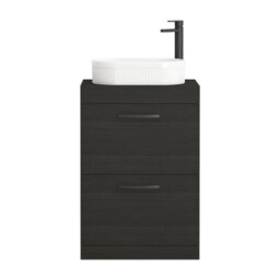 Royal Bathrooms Turin 500mm Freestanding Bathroom Vanity Unit With Sink 2 Drawer Hale Black & Lyon Countertop Basin - thumbnail 5