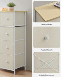 Songmics Drawer Chest, Cloth 5-Drawer Storage Organizer, Dresser, For Lounge, Passage, Baby Room, Camel Yellow And Cream White - thumbnail 6