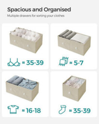 Songmics Drawer Chest, Cloth 5-Drawer Storage Organizer, Dresser, For Lounge, Passage, Baby Room, Camel Yellow And Cream White - thumbnail 3