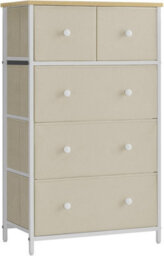 Songmics Drawer Chest, Cloth 5-Drawer Storage Organizer, Dresser, For Lounge, Passage, Baby Room, Camel Yellow And Cream White - thumbnail 8