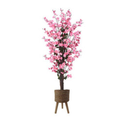 Pegdev - Pdl 120Cm Artificial Pink Blossom Tree With Woven Effect Composite Planter For Indoor & Sheltered Outdoor Use - thumbnail 1