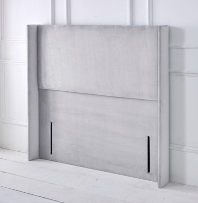 "Adore Designs Victoria Winged Plush Velvet 6Ft Super King 50"" Floor Standing Headboard - Silver"